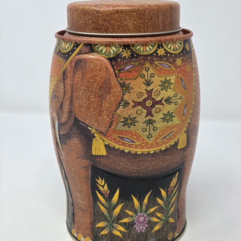 Williamson & Magor Embossed Pink Elephant Metal Darjeeling Tea Tin Caddy - Picture 5 of 7